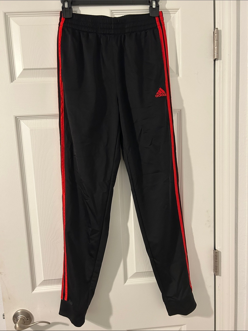 adidas Black Sweatpants with Red Side Stripes